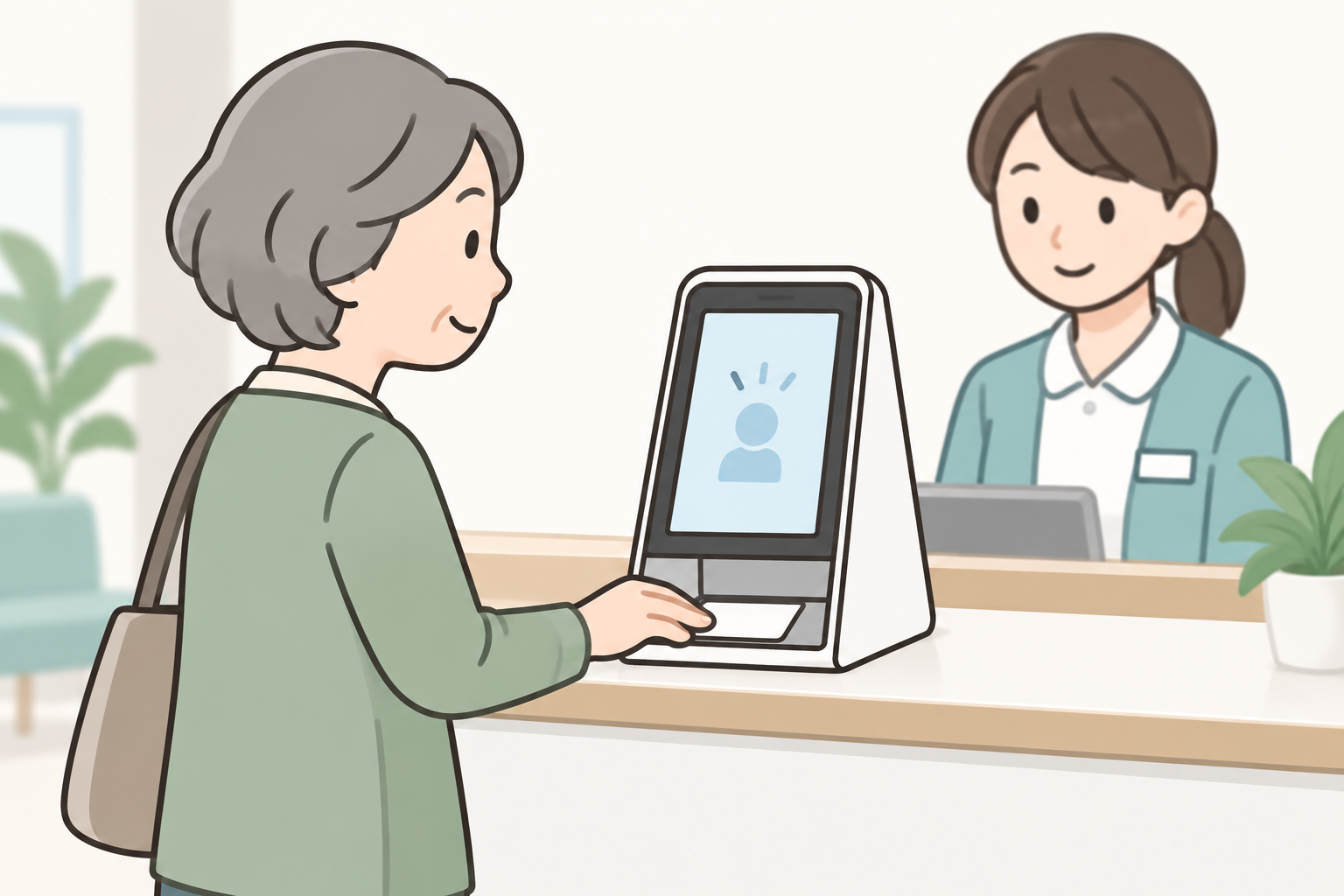 マイナンバーカードをカードリーダーの下部トレーに置く操作イメージ